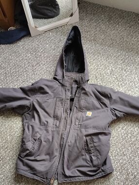 Carhartt Hooded Jacket in Charcoal Black